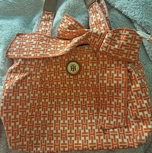 Coral Tommy Hilfiger tote with bow